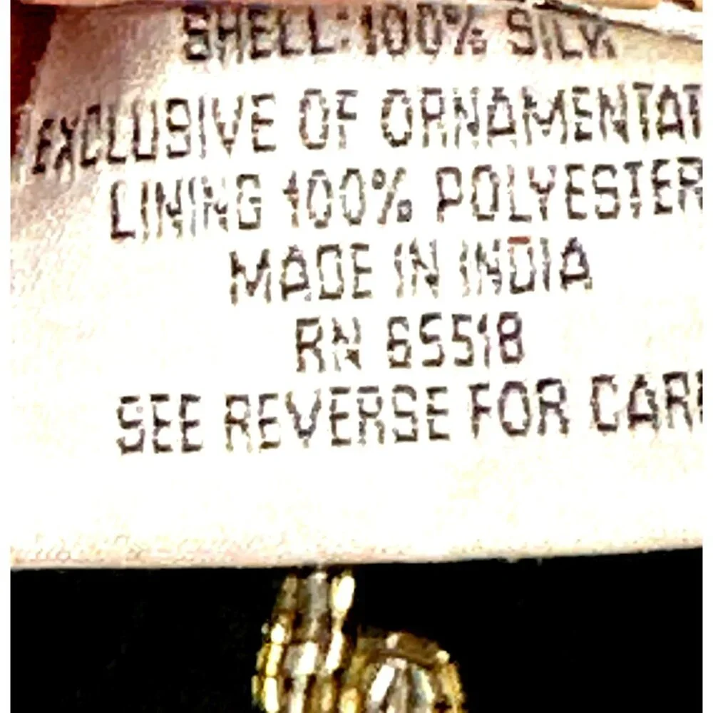 Stenay Small Black Gold All Silk Beaded Sequin Floral Blouse Vintage Evening Top - Picture 8 of 13